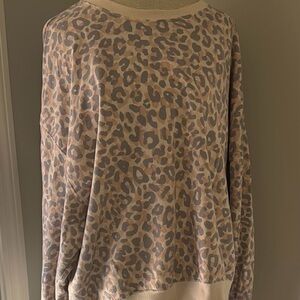 PINK Sweatshirt Creams & Gray Animal Print Crew Neck Pullover